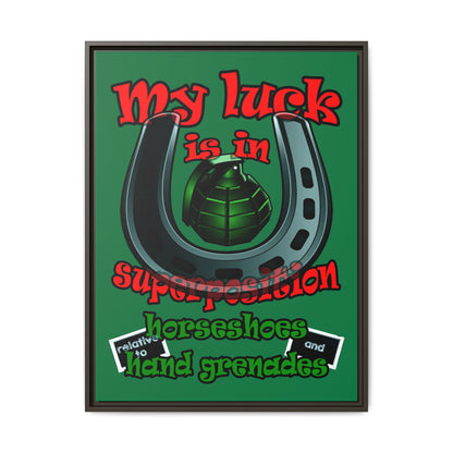 my luck - framed canvas art (dark green)