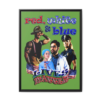 rw&b lives matter - framed canvas art (green)