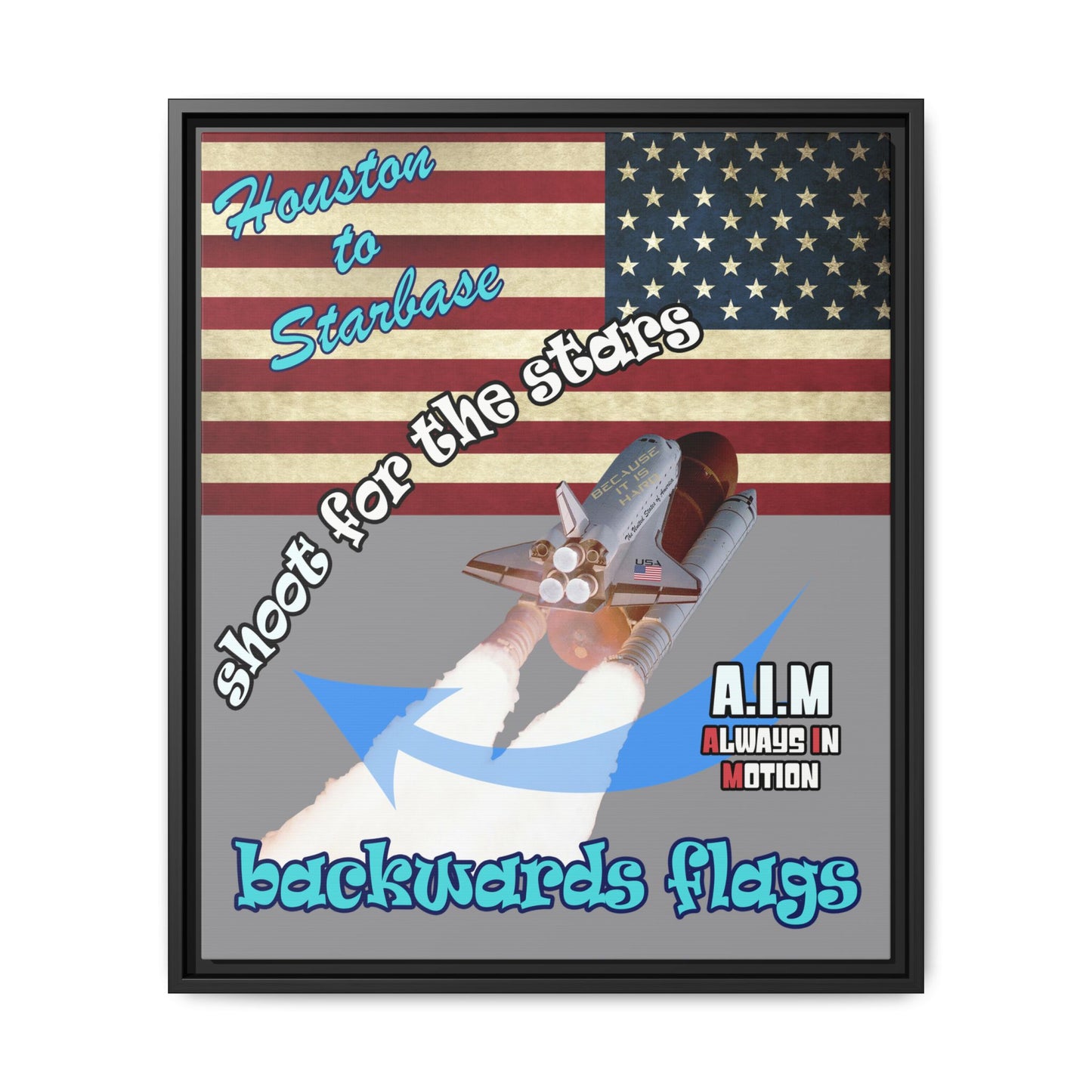 shoot for the stars - framed canvas art (grey)