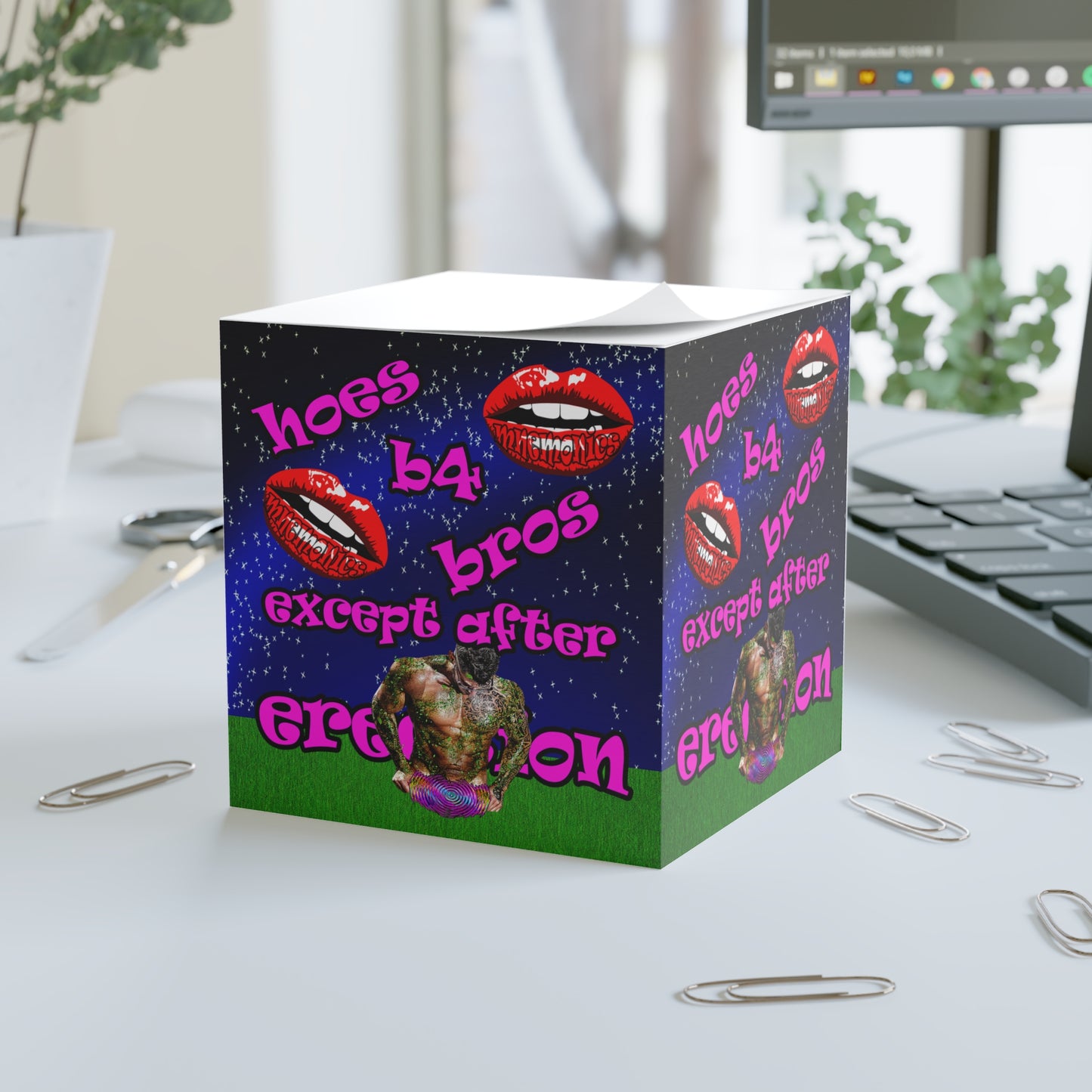 hoes b4 bros - note cube ('snoops' background)