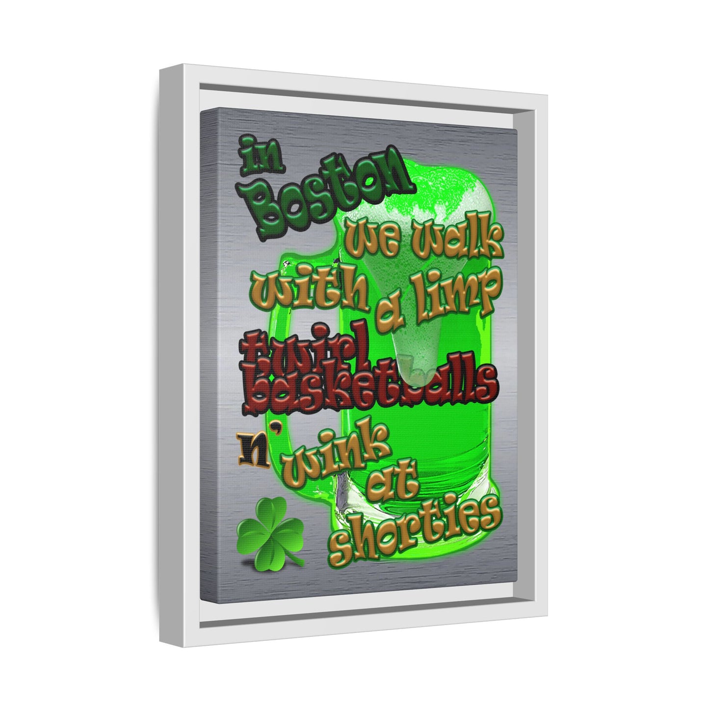 celtics logo - framed canvas art (brushed nickel)
