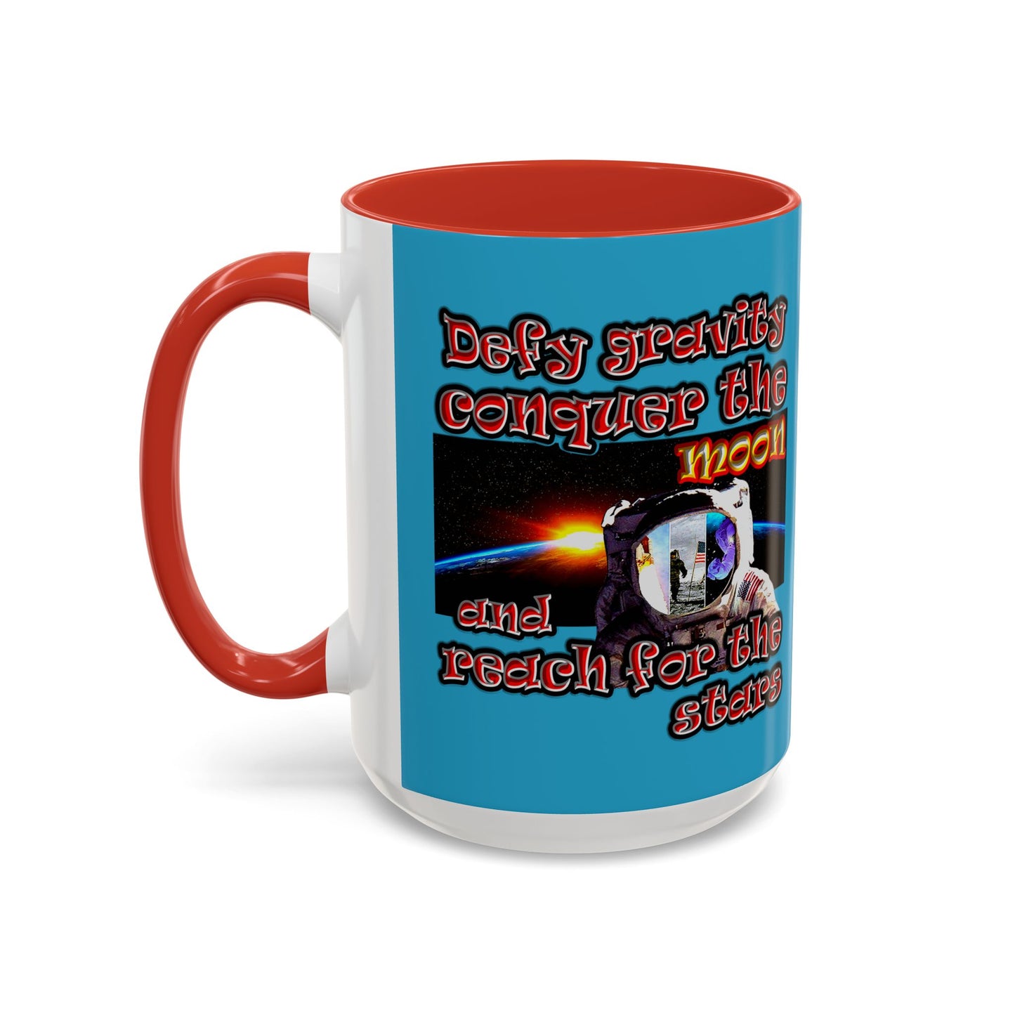 defy conquer reach - Accent Mug (turquoise)