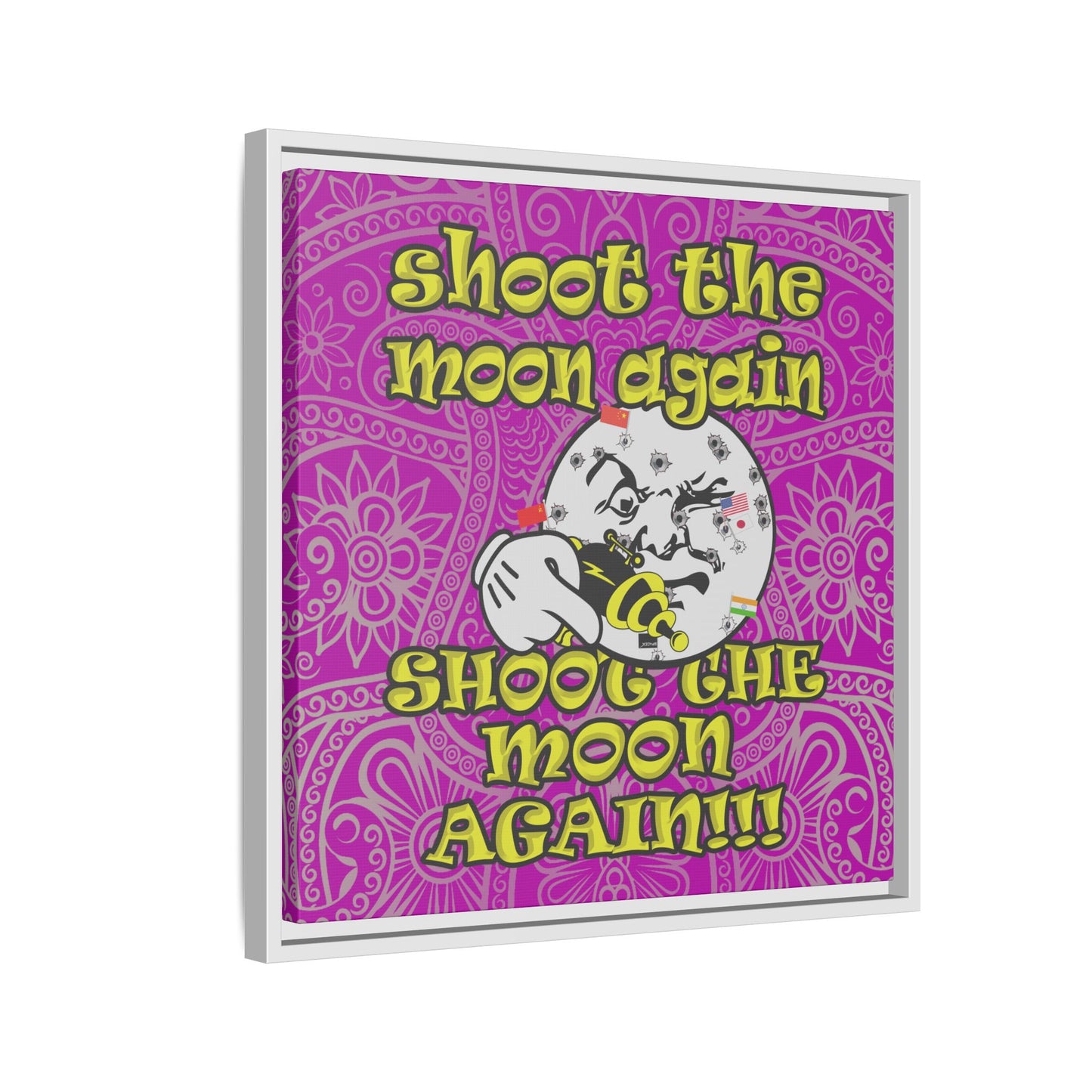 shoot the moon again - framed canvas art (pink swirl)