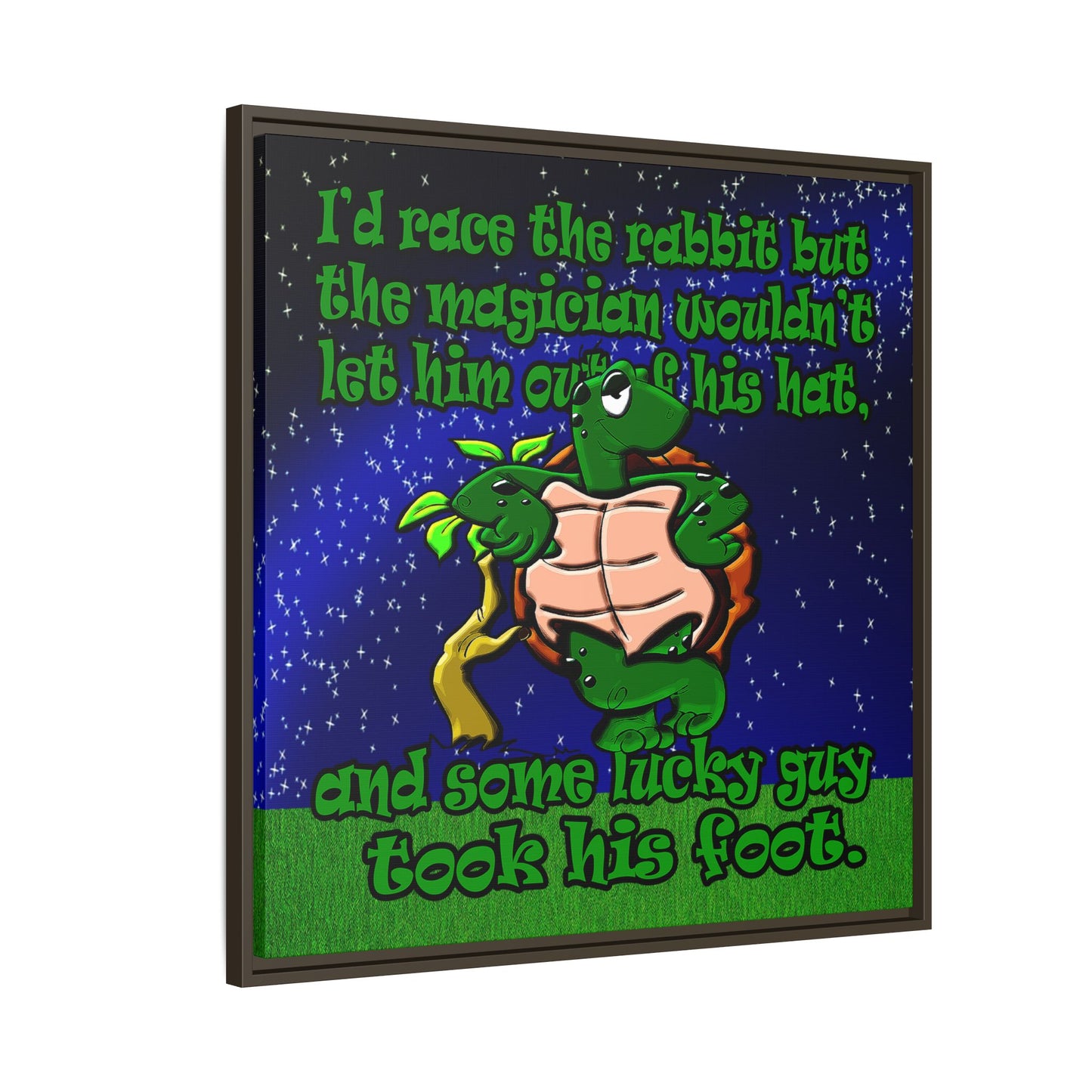 turtle race - framed canvas art ('snoops' background)