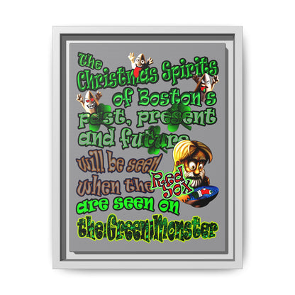 christmas spirits of boston - framed canvas art (grey)