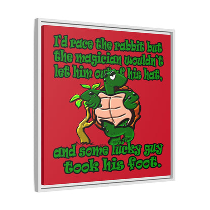 turtle race - framed canvas art (dark red)