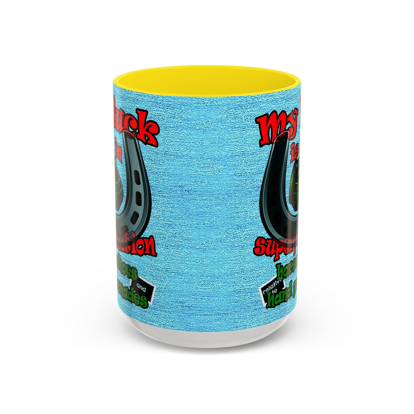 my luck - Accent Mug (faded dark blue)
