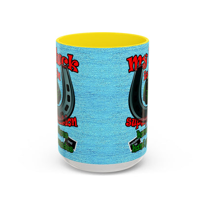 my luck - Accent Mug (faded dark blue)