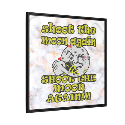 shoot the moon again - framed canvas art (white marble)