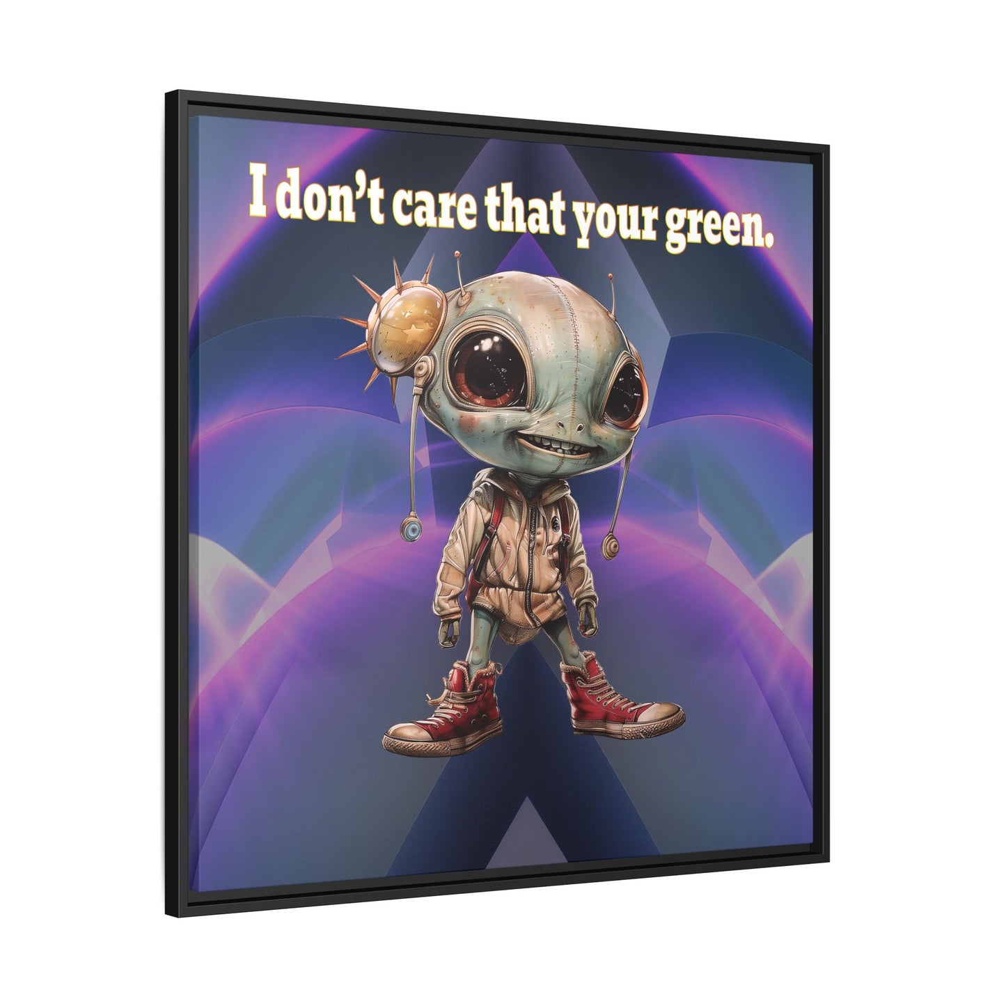 I don't care that your green - framed canvas art (grey-pink wave)