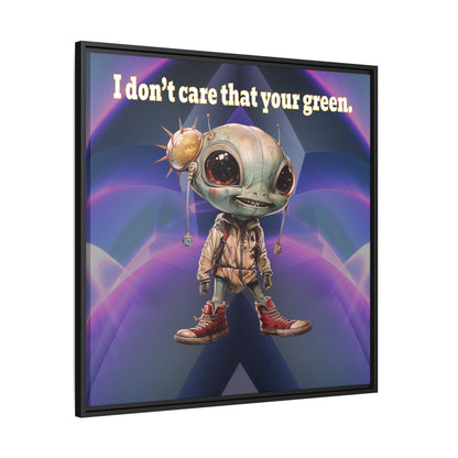 I don't care that your green - framed canvas art (grey-pink wave)