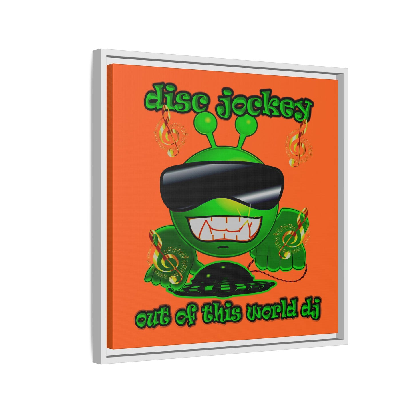 disc jockey - framed canvas art (orange)