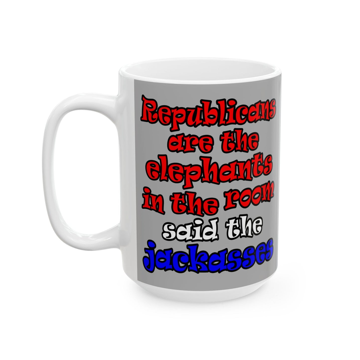donkeys and elephants - White Mug (light grey)