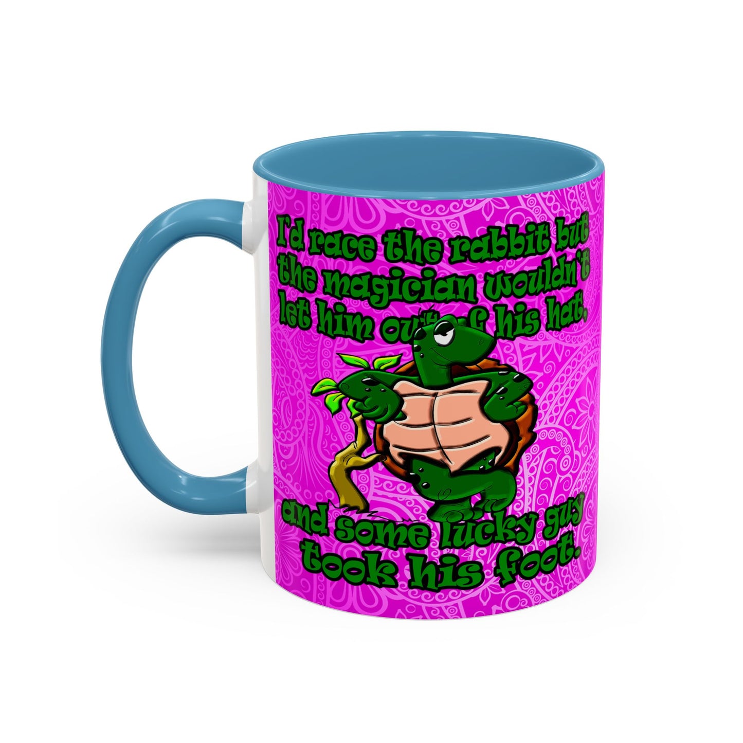 turtle race - Accent Mug (pink swirl)