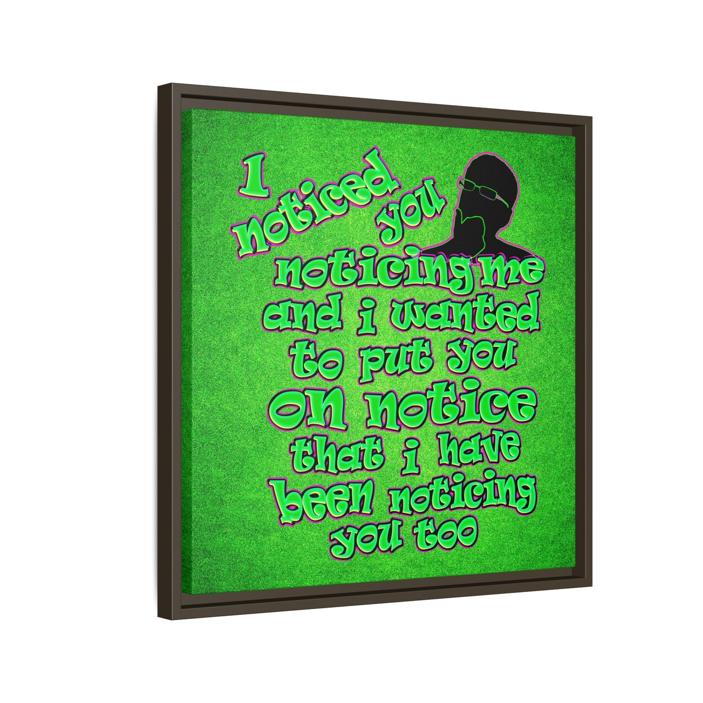 noticed you noticing - framed canvas art (green turf)