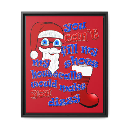 santa's shoes - framed canvas art (dark red)