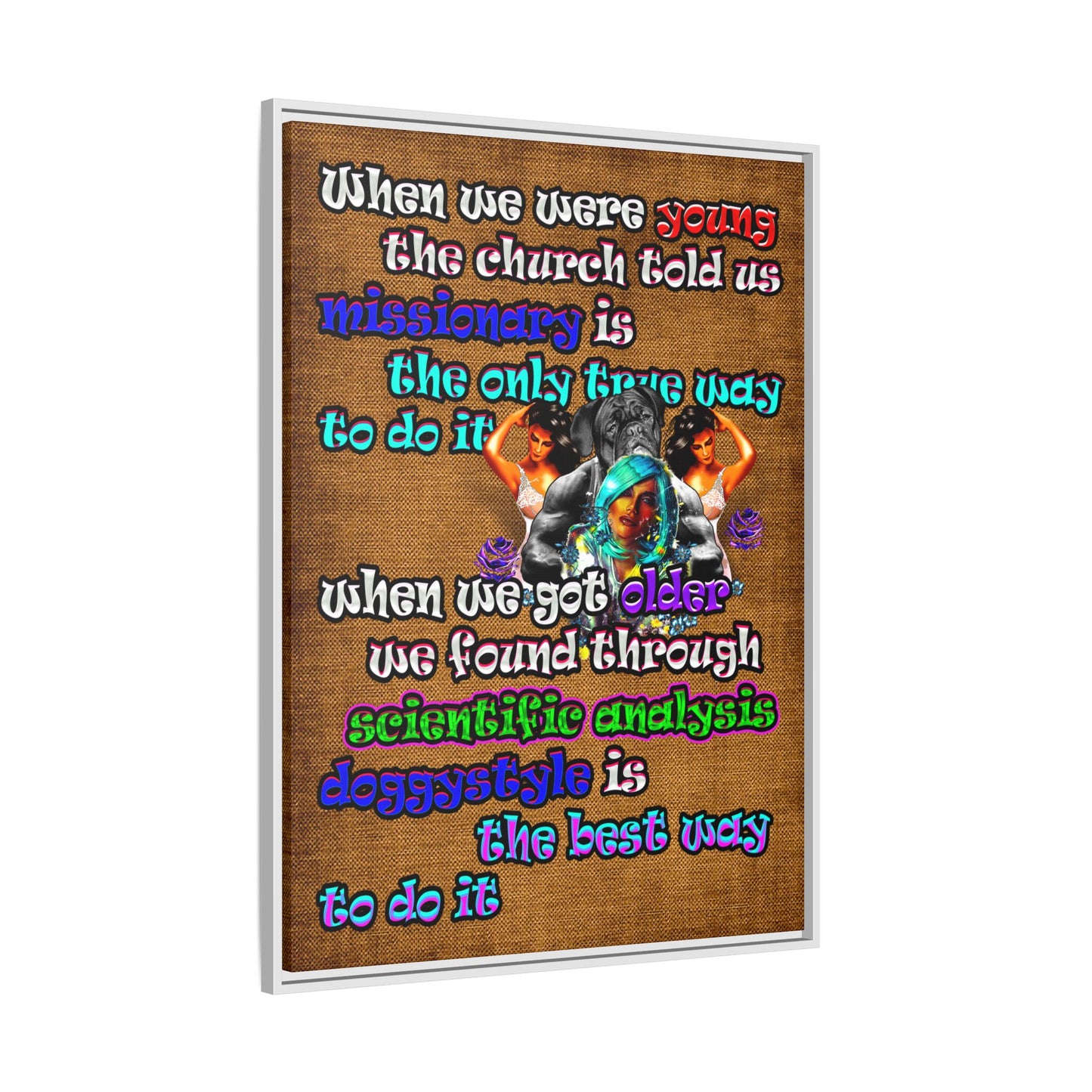 doggystyle - framed canvas art (brown papyrus)