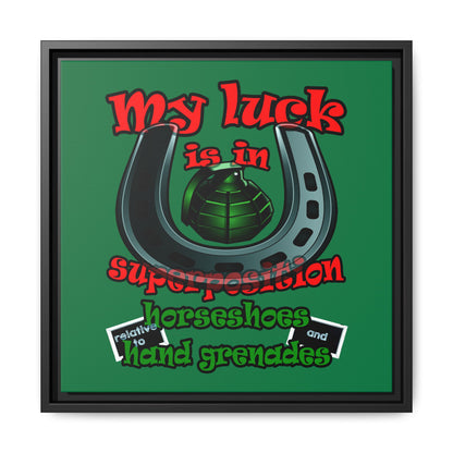 my luck - framed canvas art (dark green)