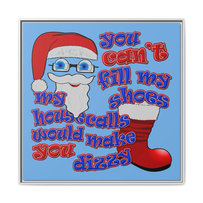 santa's shoes - framed canvas art (light blue)