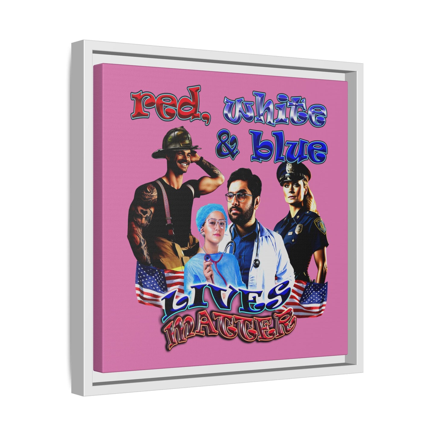 rw&b lives matter - framed canvas art (light pink)