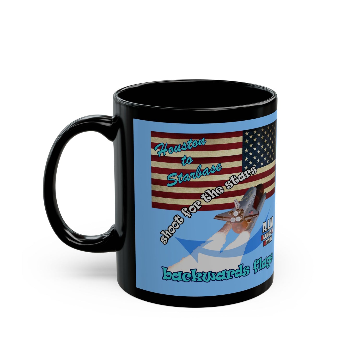 shoot for the stars - Black Mug (light blue)