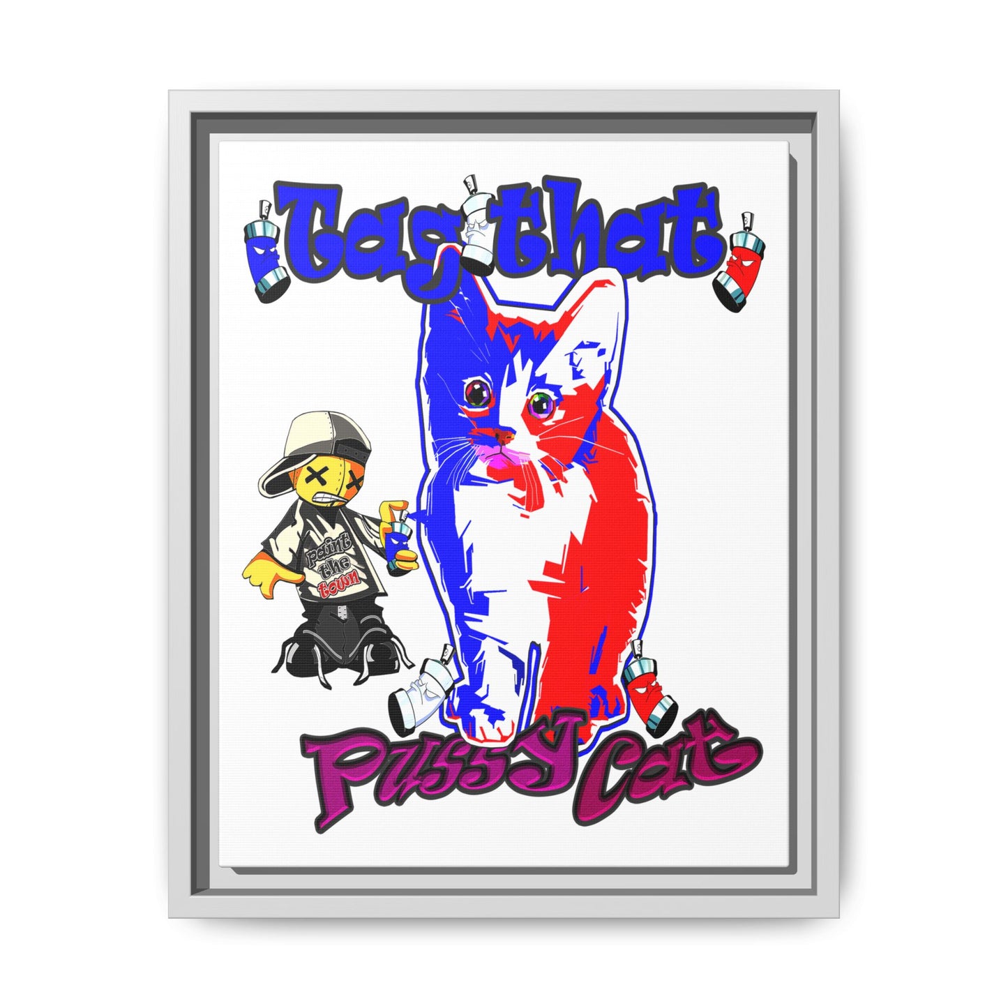 tag that - framed canvas art (white)