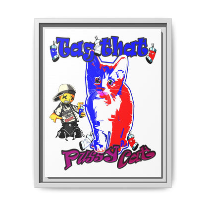 tag that - framed canvas art (white)