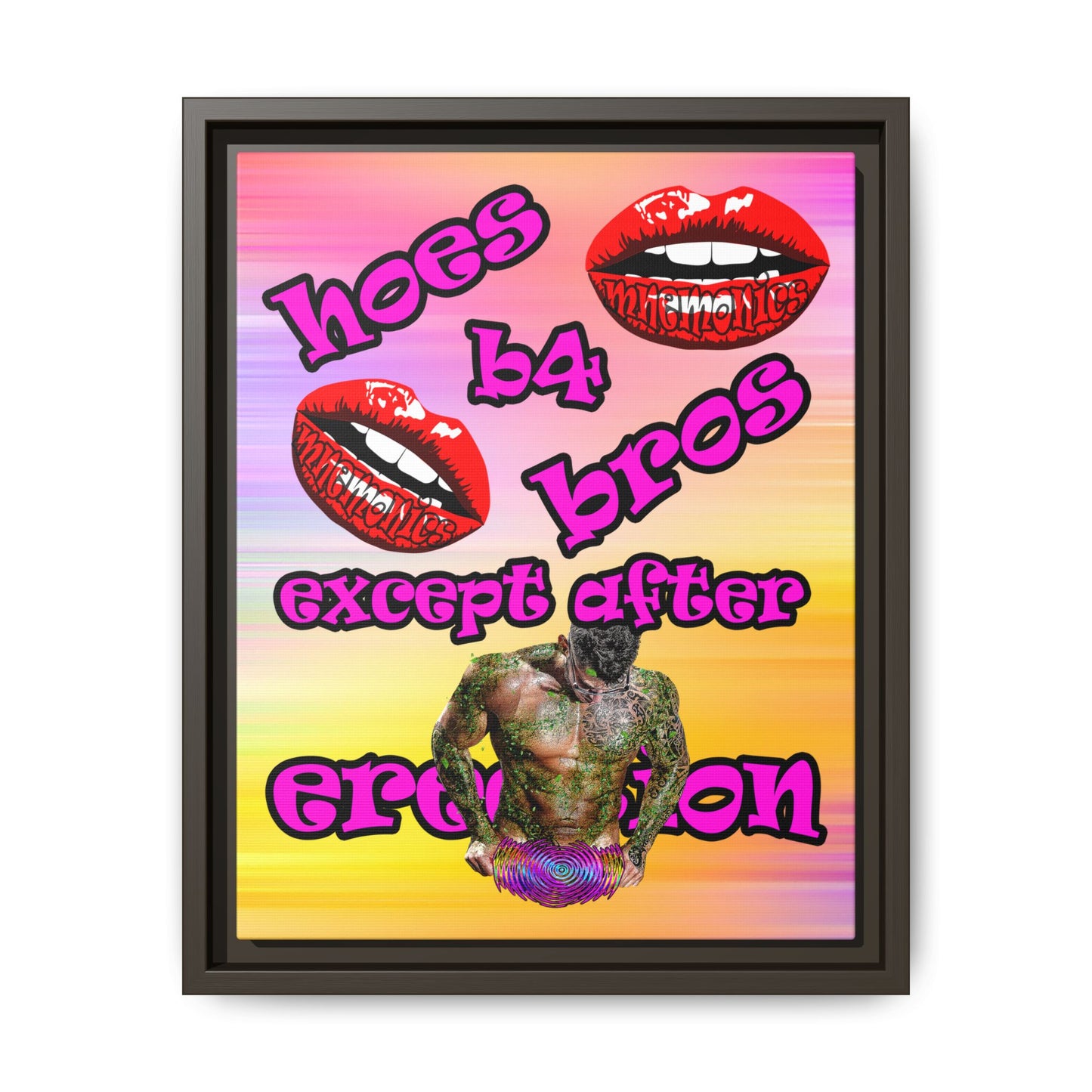hoes b4 bros - framed canvas art (color blur)