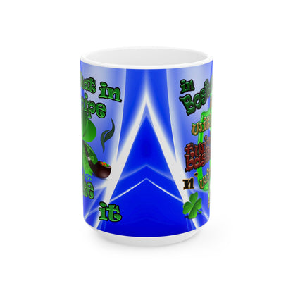 celtics logo - White Mug (blue-white wave)