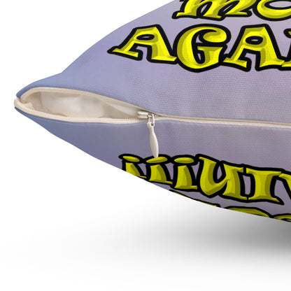 shoot the moon again - Spun Polyester Square Pillow - (light blue-pink wave)