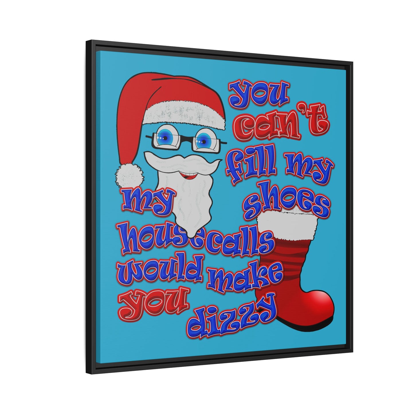 santa's shoes - framed canvas art (turquoise)