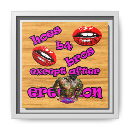 hoes b4 bros - framed canvas art (butterscotch wood finish)