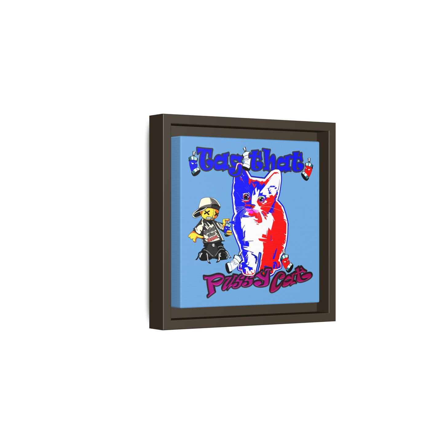 tag that - framed canvas art (light blue)
