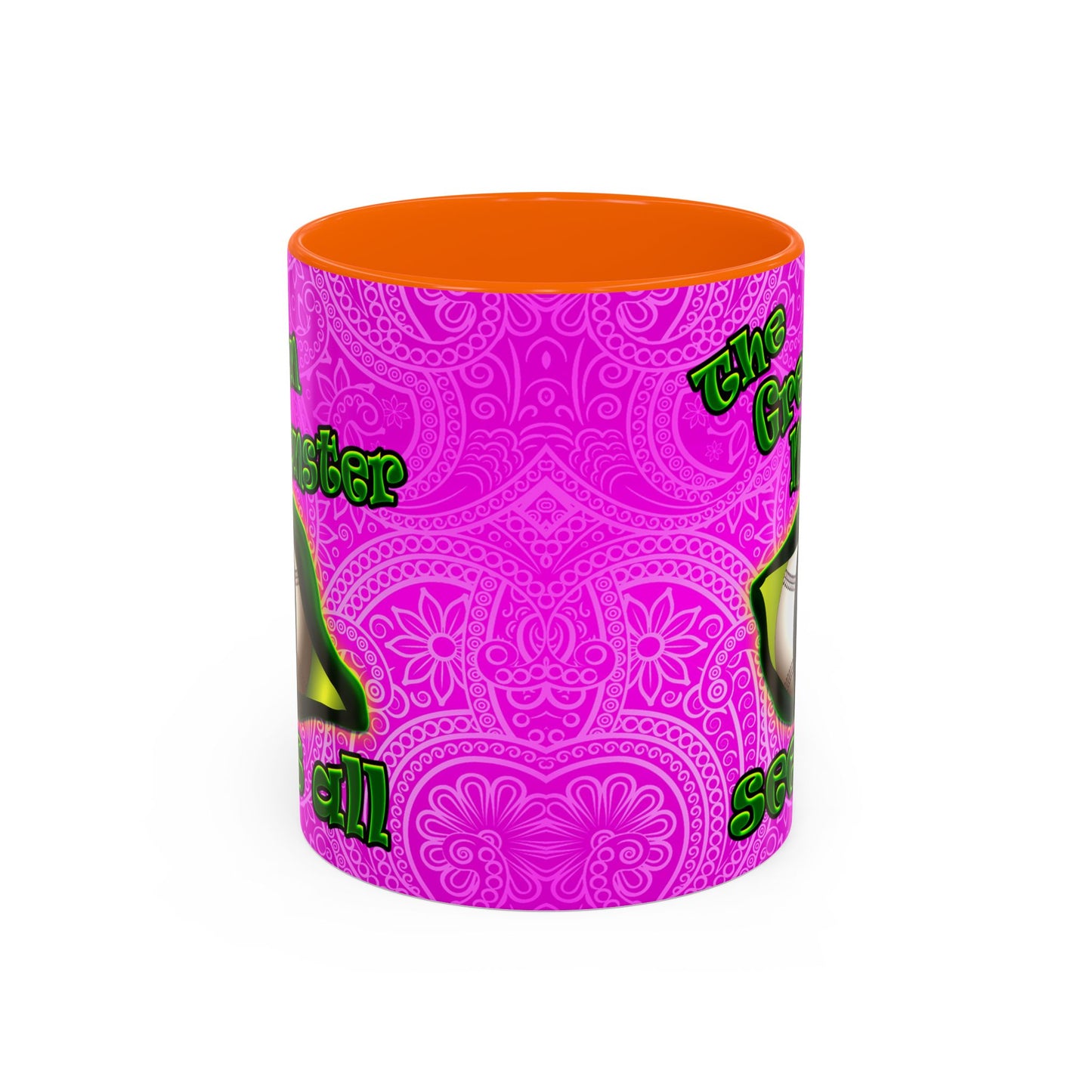 green monster - Accent Mug (pink swirl)