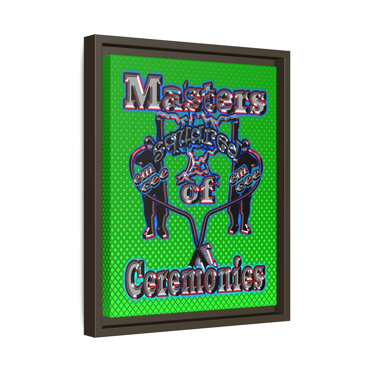 em cee squared - framed canvas art (logo green)