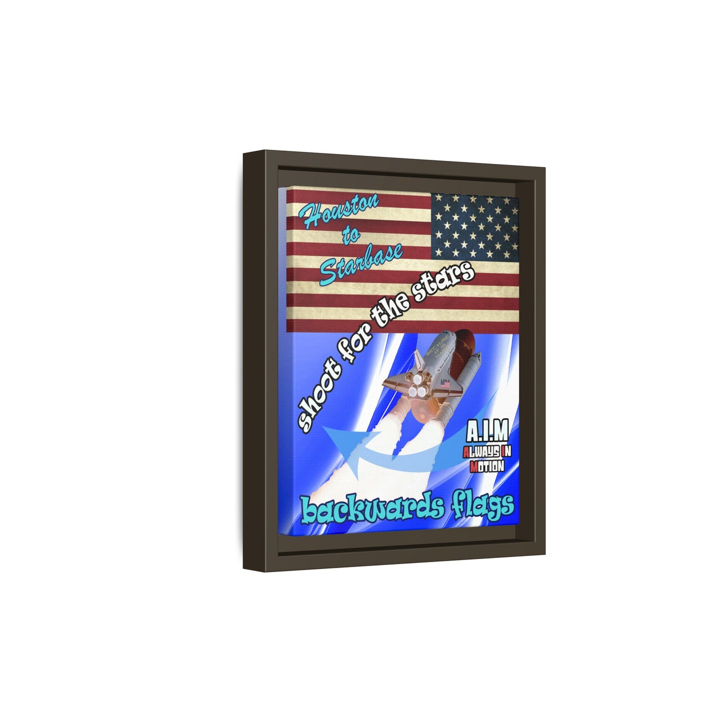 shoot for the stars - framed canvas art (blue-white wave)