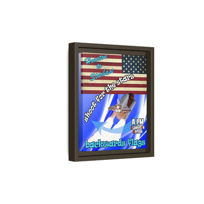 shoot for the stars - framed canvas art (blue-white wave)