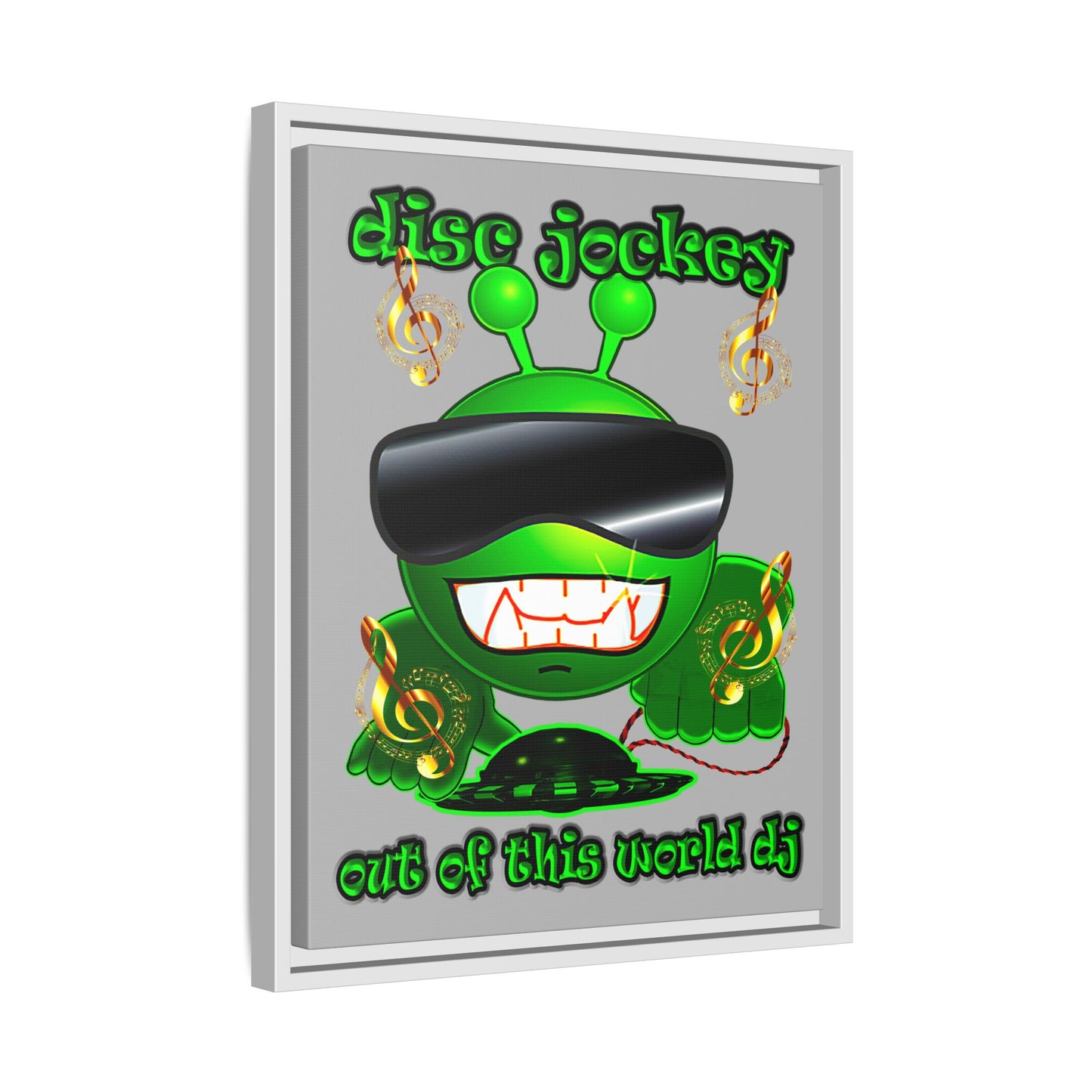 disc jockey - framed canvas art (light grey)