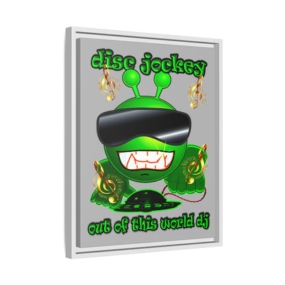 disc jockey - framed canvas art (light grey)