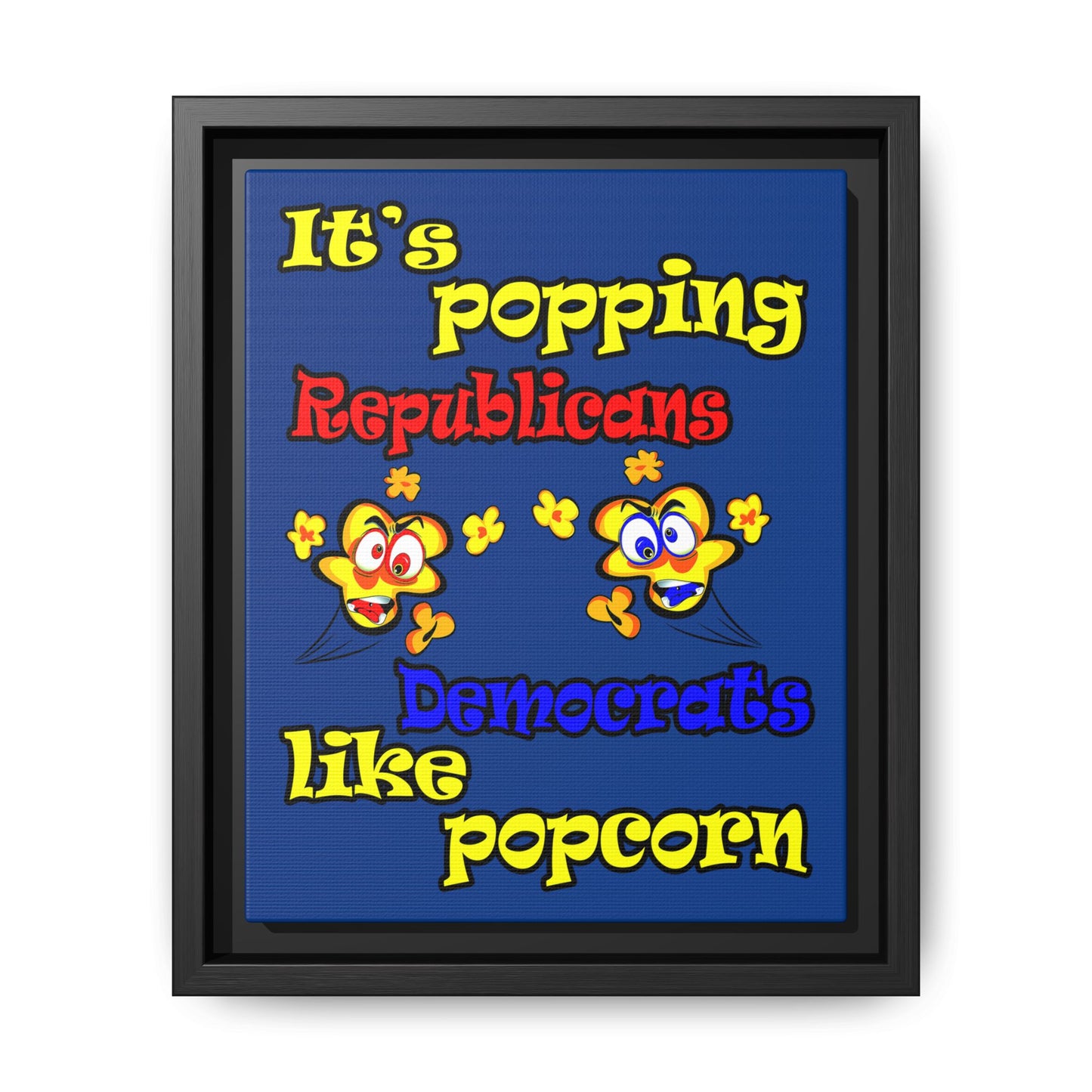 popping like popcorn - framed canvas art (dark blue)