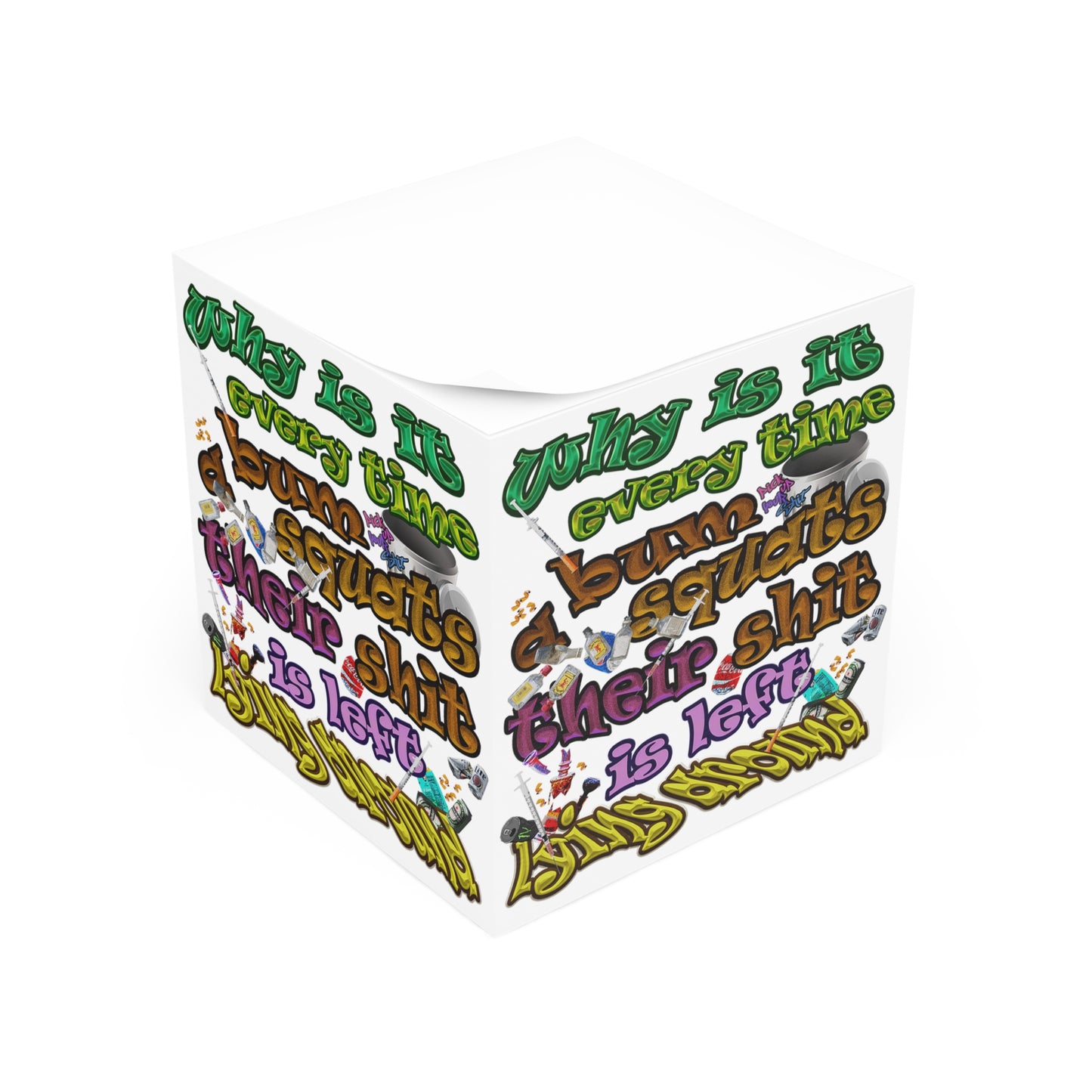 the bum's shit - note cube (white)