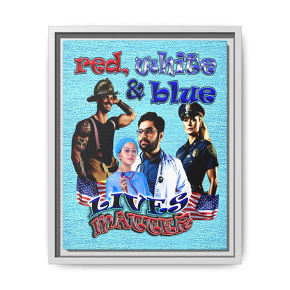 rw&b lives matter - framed canvas art (faded blue)