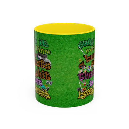 the bum's shit - Accent Mug (green turf)