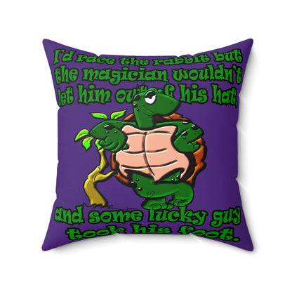 turtle race - Spun Polyester Square Pillow - (purple)