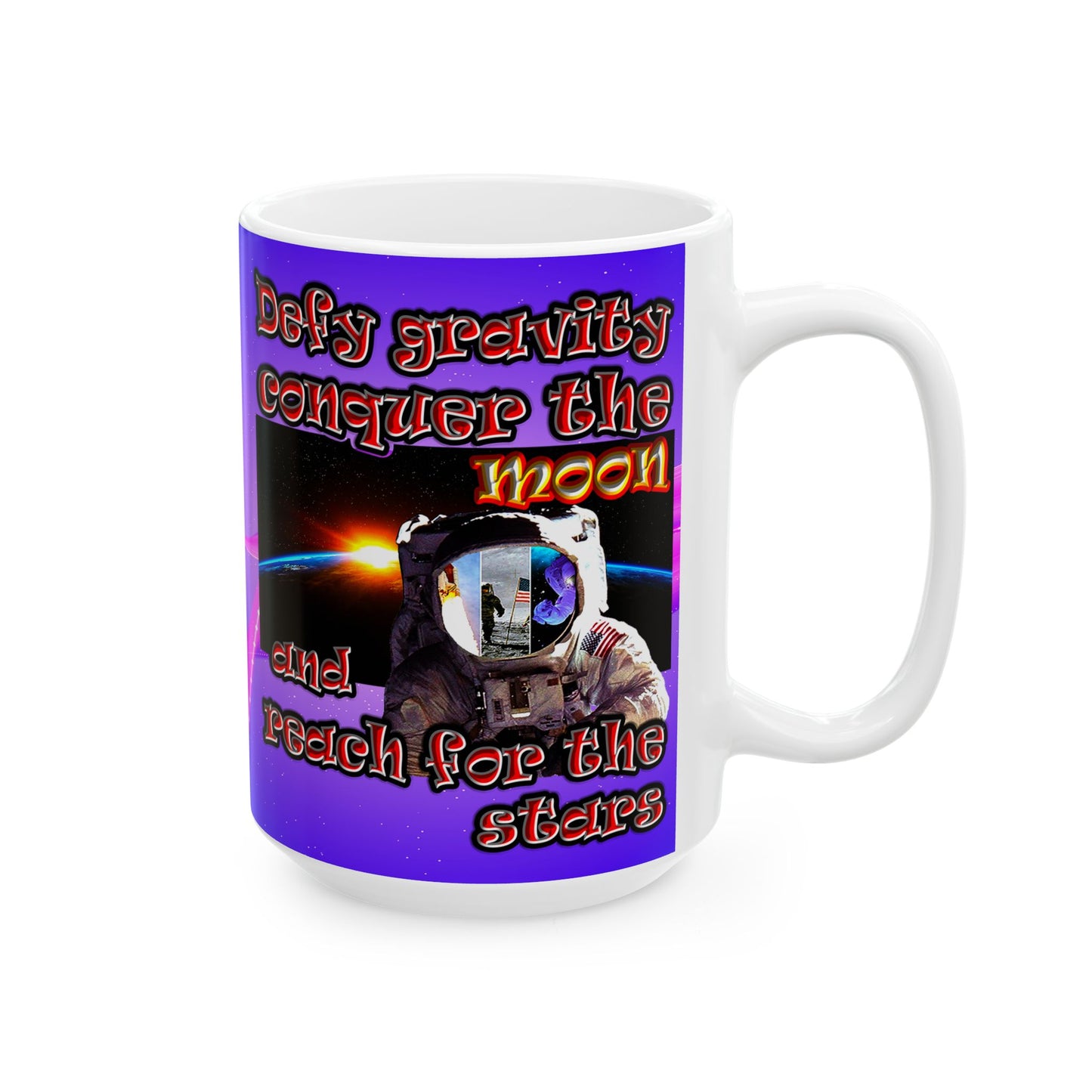 defy conquer reach - White Mug (purple-pink wave)