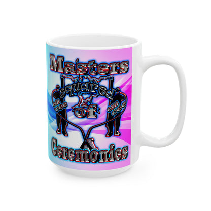 em cee squared - White Mug (light blue-pink wave)