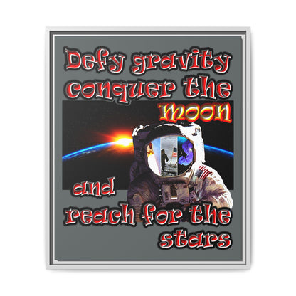 defy conquer reach - framed canvas art (dark grey)