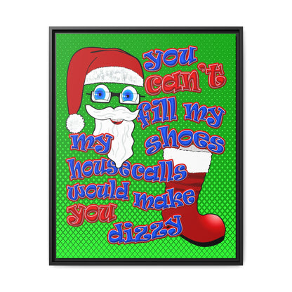 santa's shoes - framed canvas art (logo green)