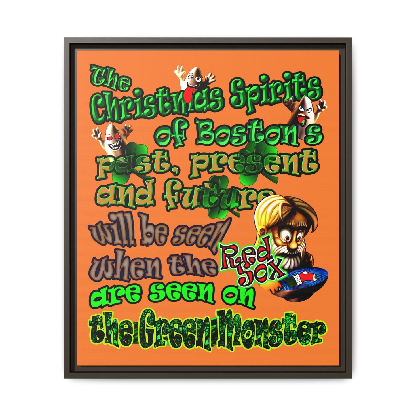 christmas spirits of boston - framed canvas art (crusta)
