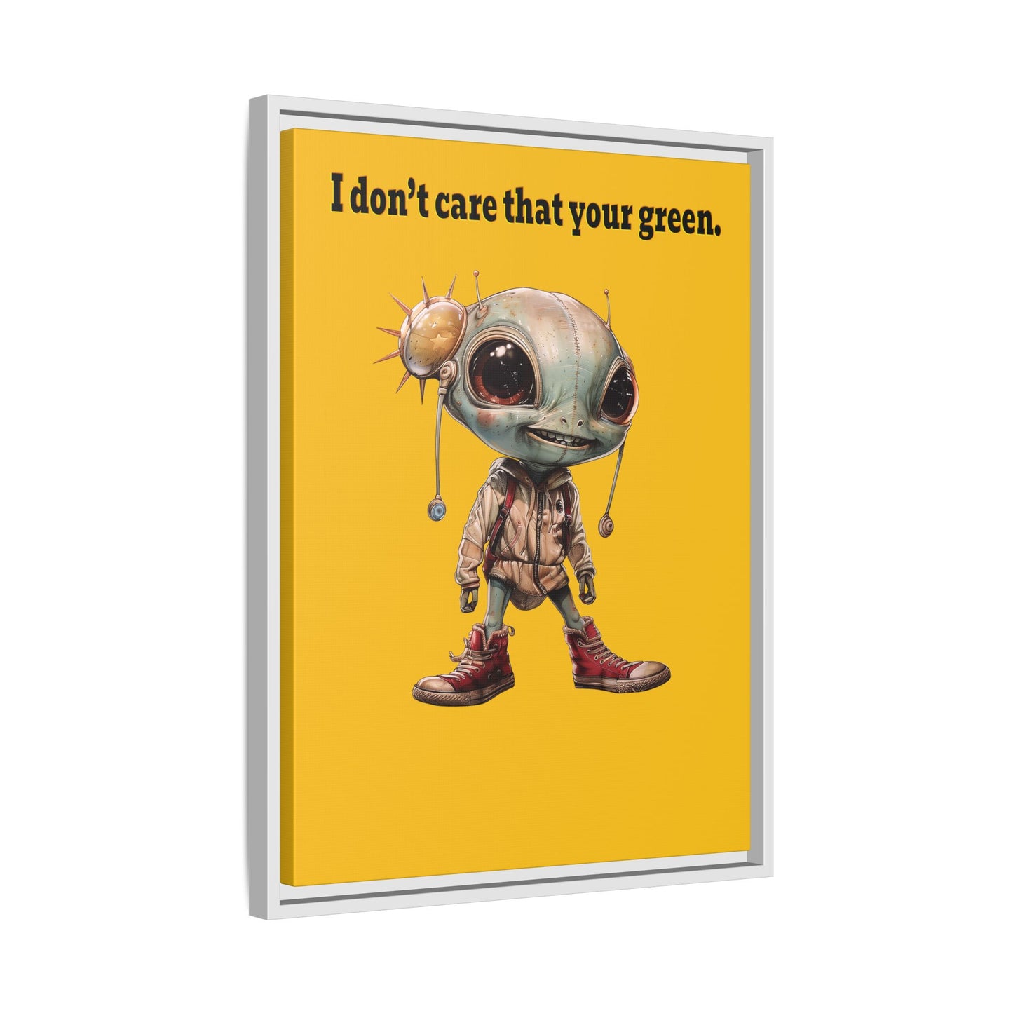 I don't care that your green - framed canvas art (yellow)